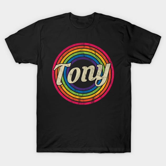 Tony - Retro Rainbow Faded-Style T-Shirt by MaydenArt